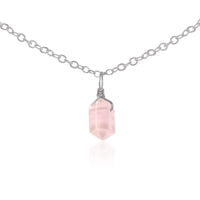 Double Terminated Crystal Pendant Choker - Rose Quartz - Stainless Steel - Luna Tide Handmade Jewellery
