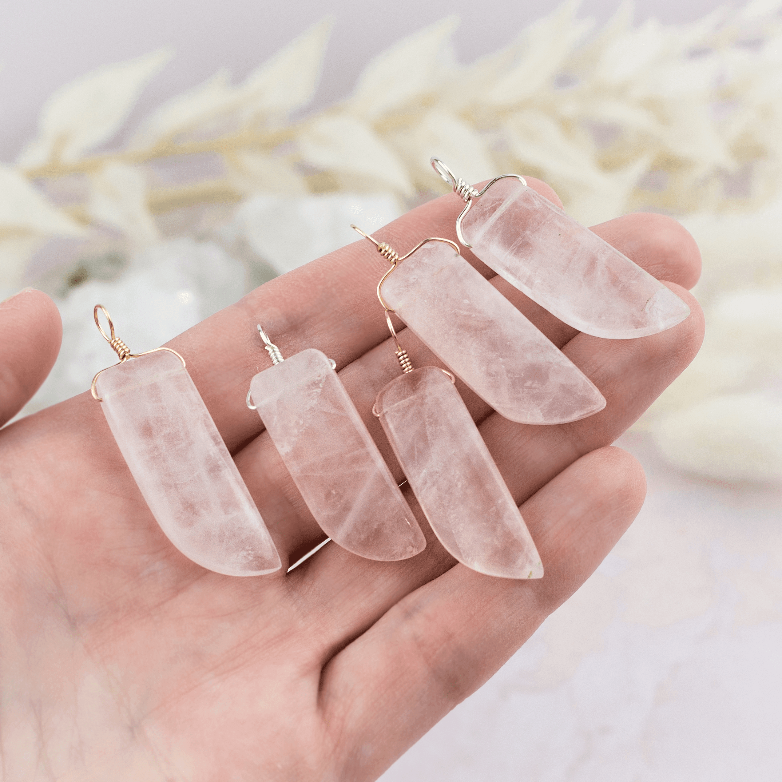 Rose Quartz Smooth Point Pendant - Rose Quartz Smooth Point Pendant - 14k Gold Fill - Luna Tide Handmade Crystal Jewellery