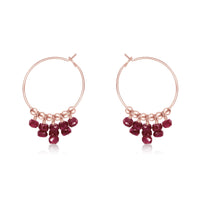 Hoop Earrings - Ruby - 14K Rose Gold Fill - Luna Tide Handmade Jewellery