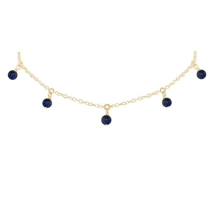 Bead Drop Choker - Sapphire - 14K Gold Fill - Luna Tide Handmade Jewellery