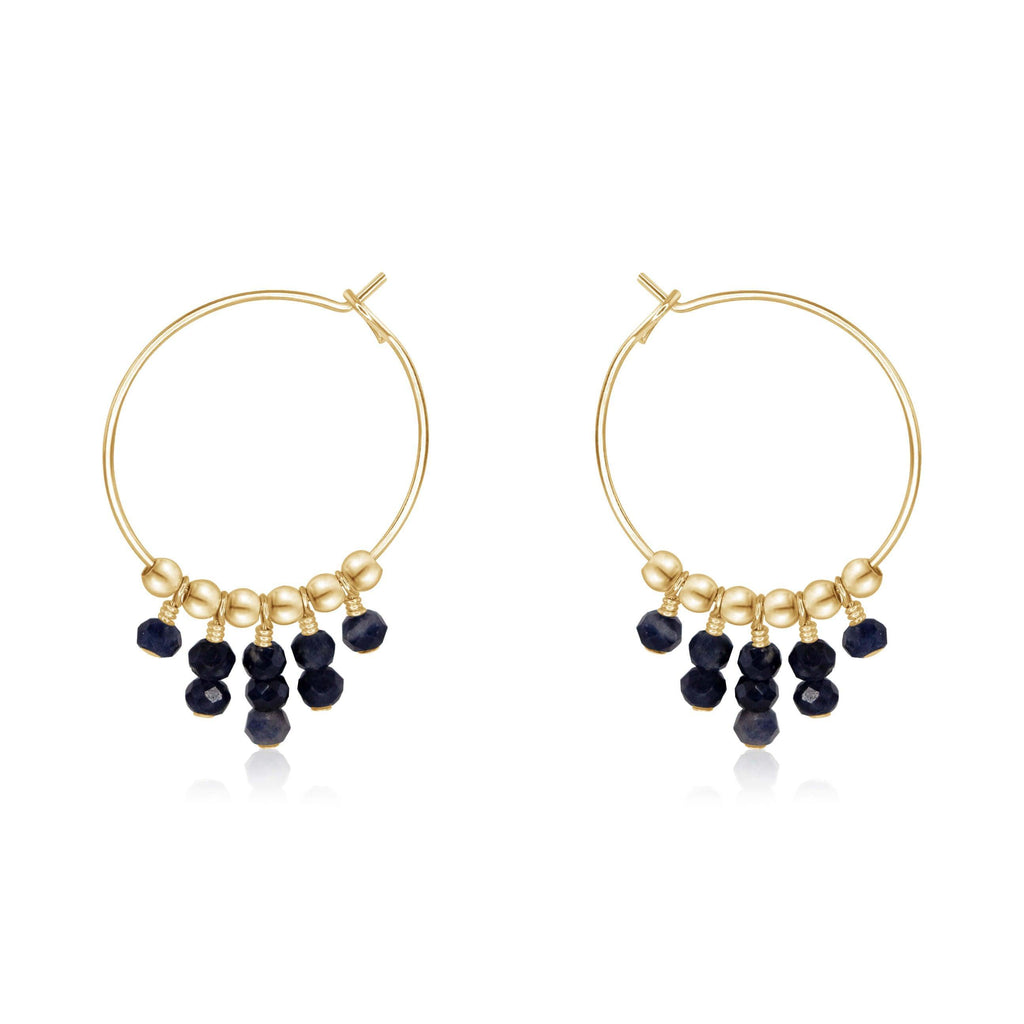 Sapphire Statement Hoop Earrings - Sapphire Statement Hoop Earrings - 14k Gold Fill - Luna Tide Handmade Crystal Jewellery