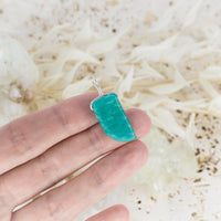 Small Smooth Amazonite Crystal Pendant with Gentle Point - Small Smooth Amazonite Crystal Pendant with Gentle Point - Sterling Silver - Luna Tide Handmade Crystal Jewellery