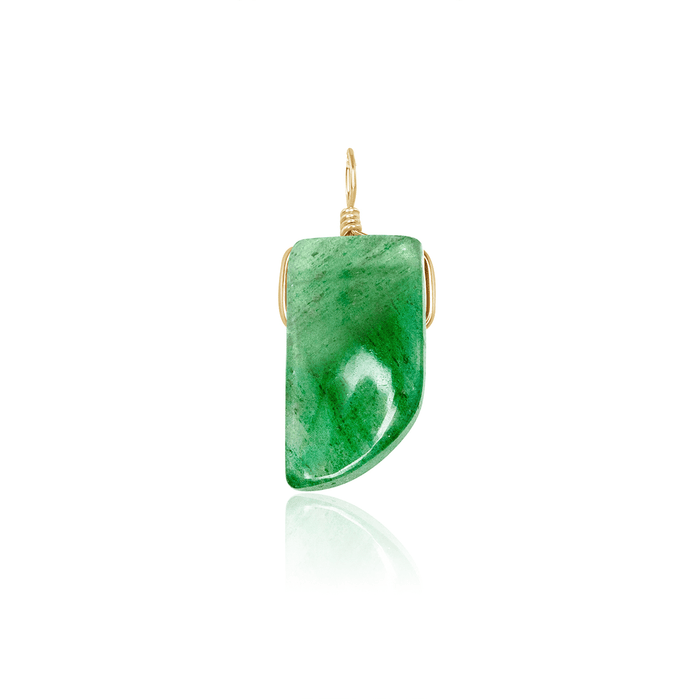 Small Smooth Aventurine Crystal Pendant with Gentle Point - Small Smooth Aventurine Crystal Pendant with Gentle Point - 14k Gold Fill - Luna Tide Handmade Crystal Jewellery