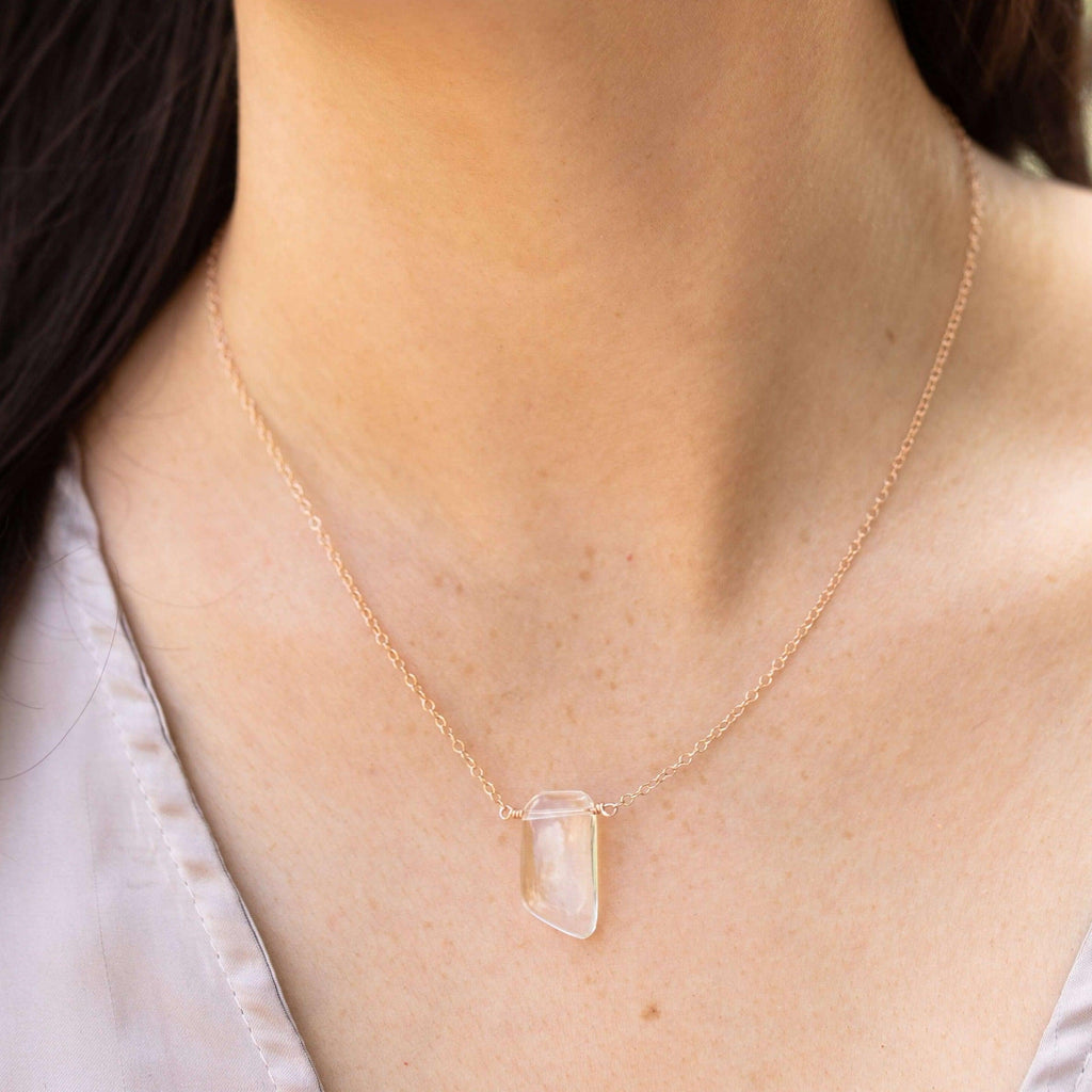 Small Smooth Clear Crystal Quartz Crystal Slab Necklace - Small Smooth Clear Crystal Quartz Crystal Slab Necklace - 14k Gold Fill - Luna Tide Handmade Crystal Jewellery