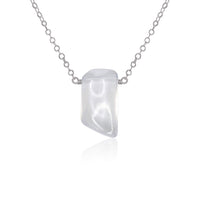 Small Smooth Slab Point Necklace - Crystal Quartz - Stainless Steel - Luna Tide Handmade Jewellery