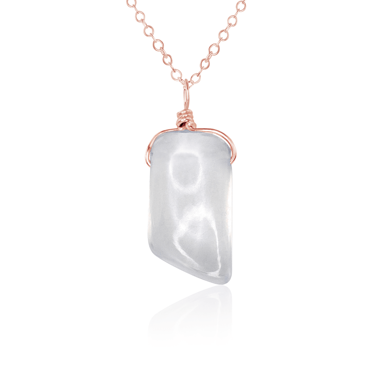 Small Smooth Crystal Quartz Gentle Point Crystal Pendant Necklace - Small Smooth Crystal Quartz Gentle Point Crystal Pendant Necklace - 14k Rose Gold Fill / Cable - Luna Tide Handmade Crystal Jewellery