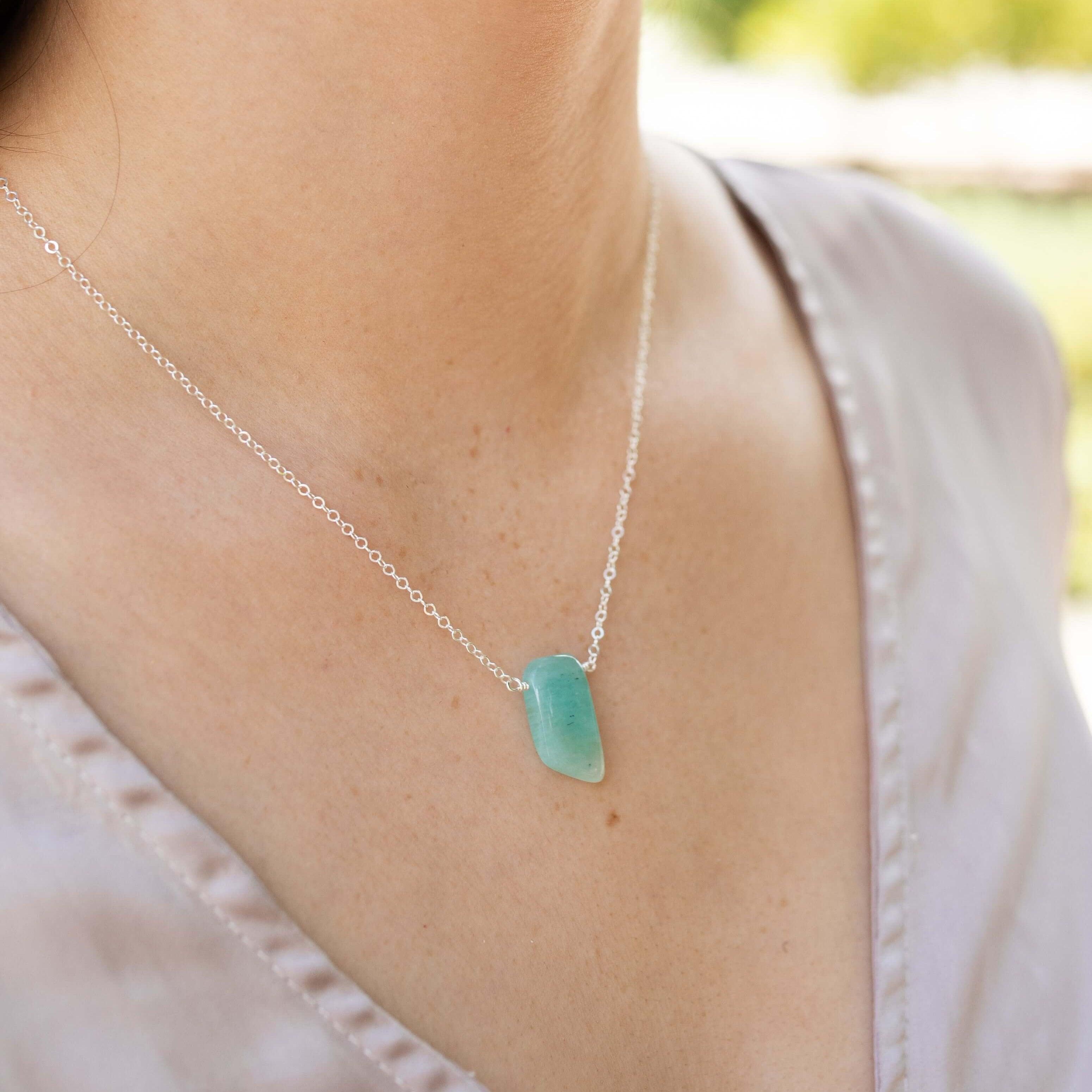 Gemstone jewelry, Amazonite set with 925 sterling silver, healing stone, birthday stone Aquarius, unique, good gift handmade in Germany