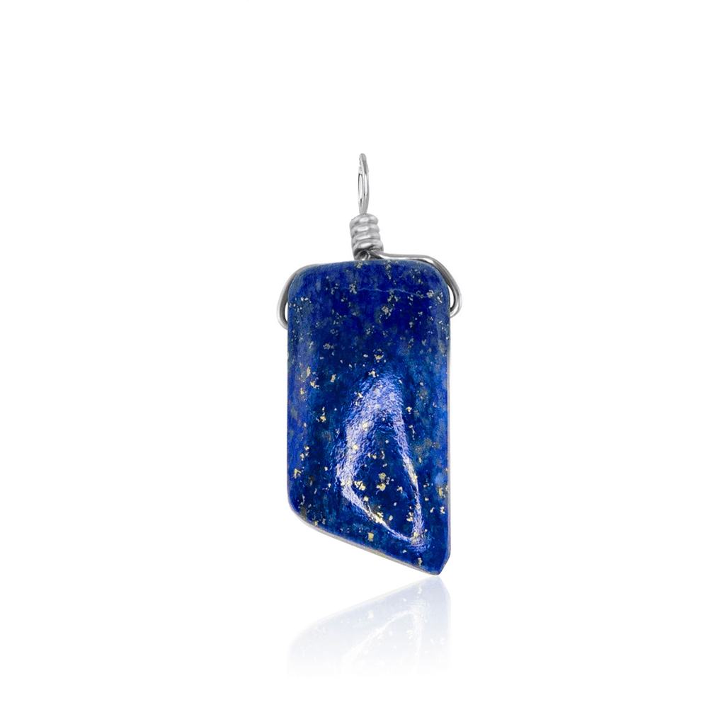 Small Smooth Lapis Lazuli Crystal Pendant with Gentle Point - Small Smooth Lapis Lazuli Crystal Pendant with Gentle Point - Sterling Silver - Luna Tide Handmade Crystal Jewellery