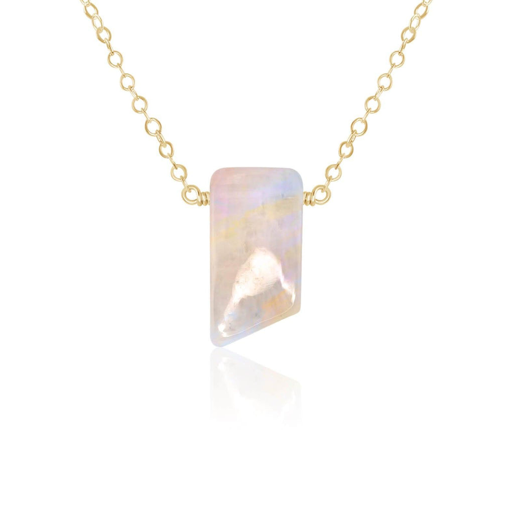 Small Smooth Rainbow Moonstone Crystal Slab Necklace - Small Smooth Rainbow Moonstone Crystal Slab Necklace - 14k Gold Fill - Luna Tide Handmade Crystal Jewellery