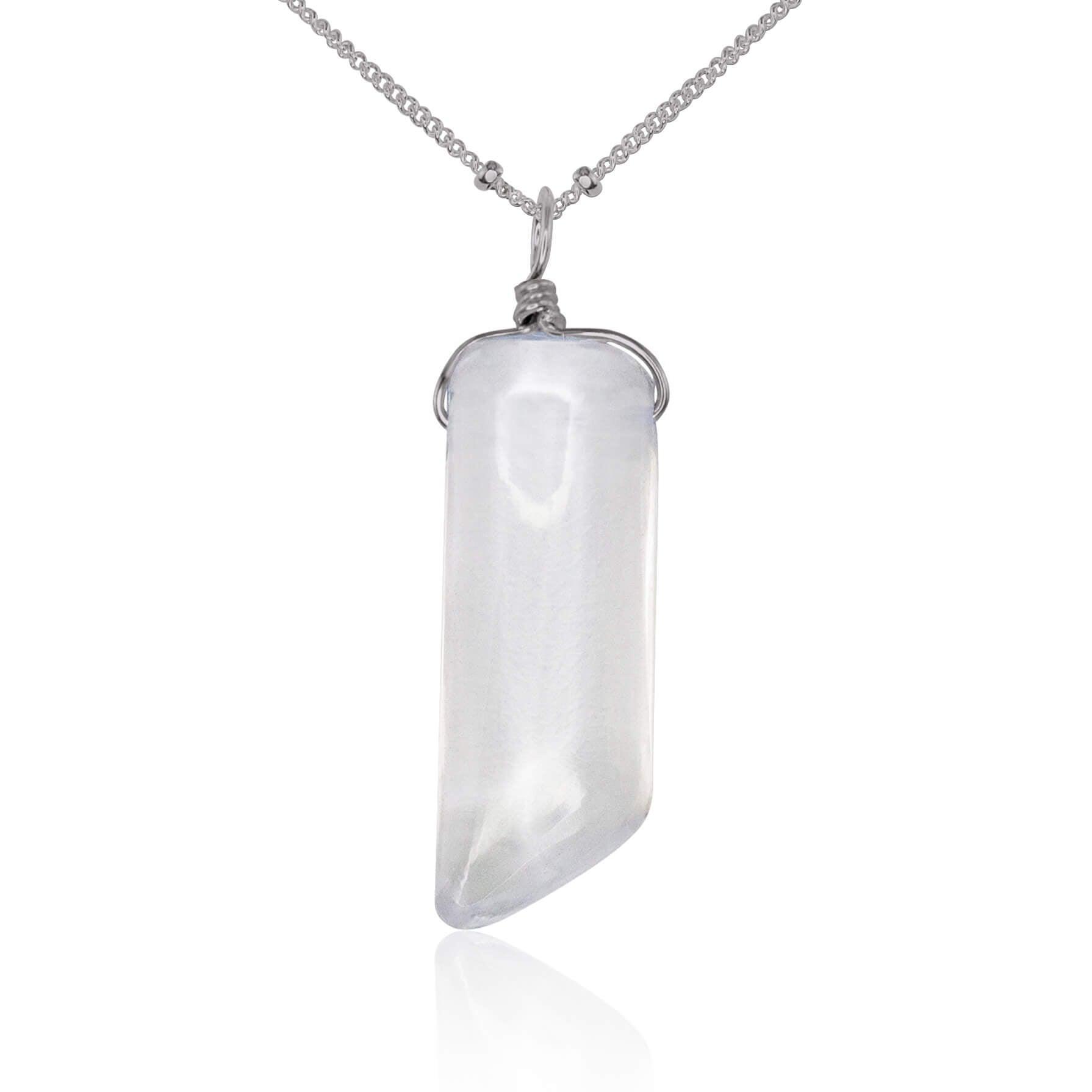 Smooth Crystal Quartz Natural Point Crystal Necklace - Smooth Crystal Quartz Natural Point Crystal Necklace - Stainless Steel / Satellite - Luna Tide Handmade Crystal Jewellery