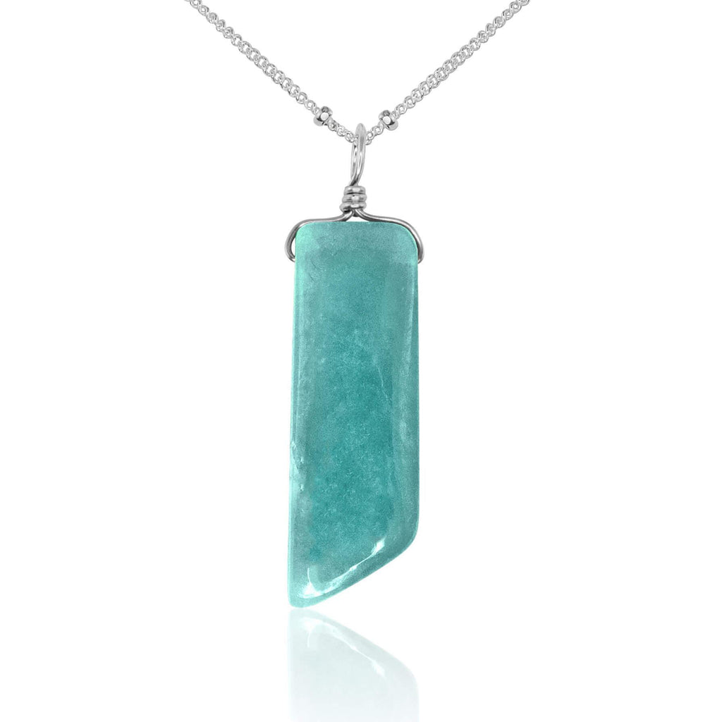 Smooth Green Amazonite Natural Point Crystal Necklace - Smooth Green Amazonite Natural Point Crystal Necklace - Sterling Silver / Satellite - Luna Tide Handmade Crystal Jewellery