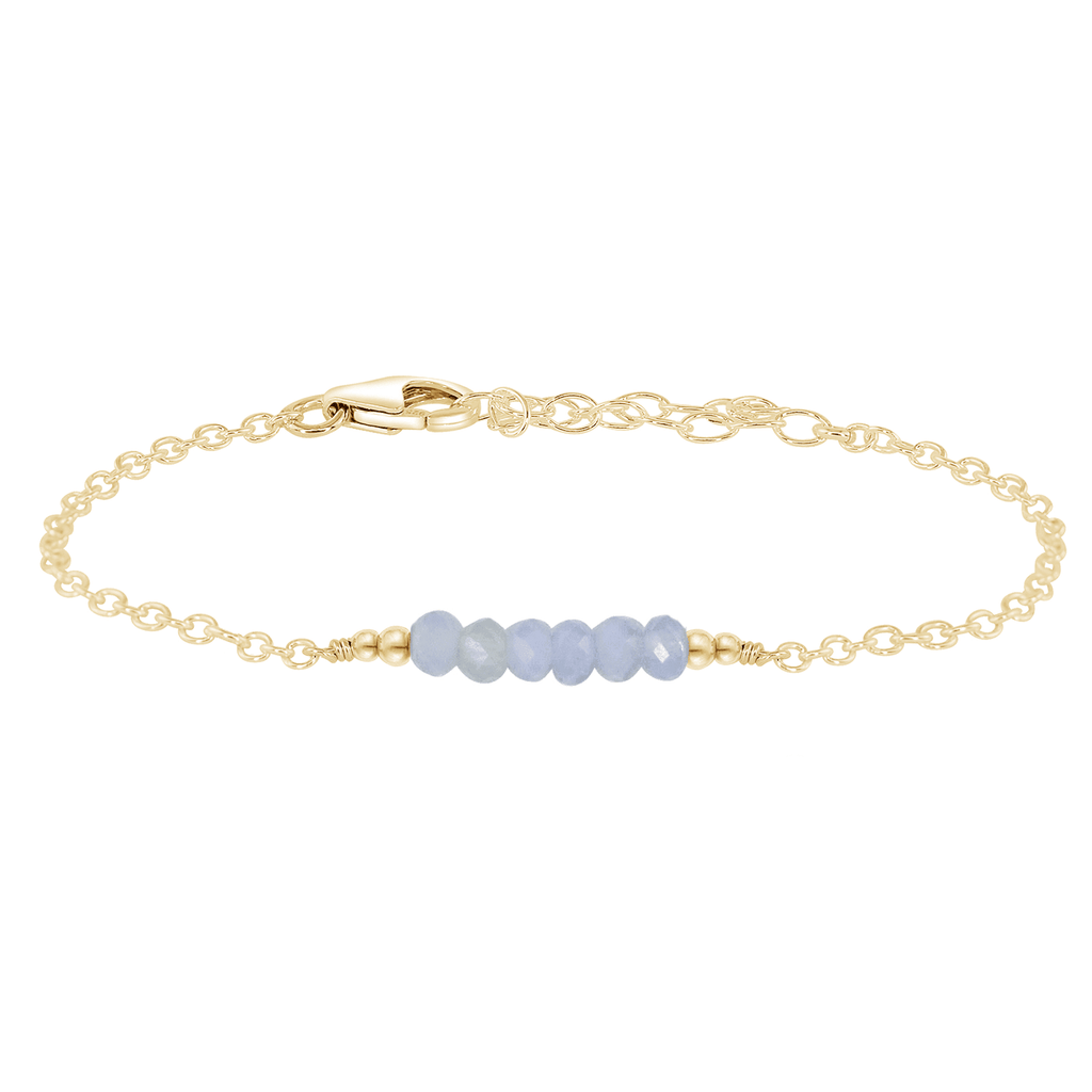 Sparkling Blue Lace Agate Gemstone Faceted Bead Bar Bracelet - Sparkling Blue Lace Agate Gemstone Faceted Bead Bar Bracelet - 14k Gold Fill - Luna Tide Handmade Crystal Jewellery