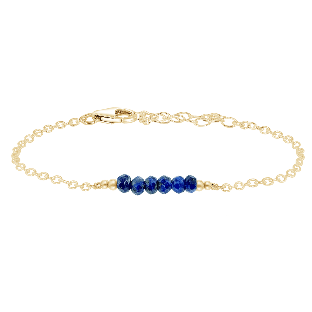 Sparkling Blue Lapis Lazuli Gemstone Faceted Bead Bar Bracelet - Sparkling Blue Lapis Lazuli Gemstone Faceted Bead Bar Bracelet - 14k Gold Fill - Luna Tide Handmade Crystal Jewellery