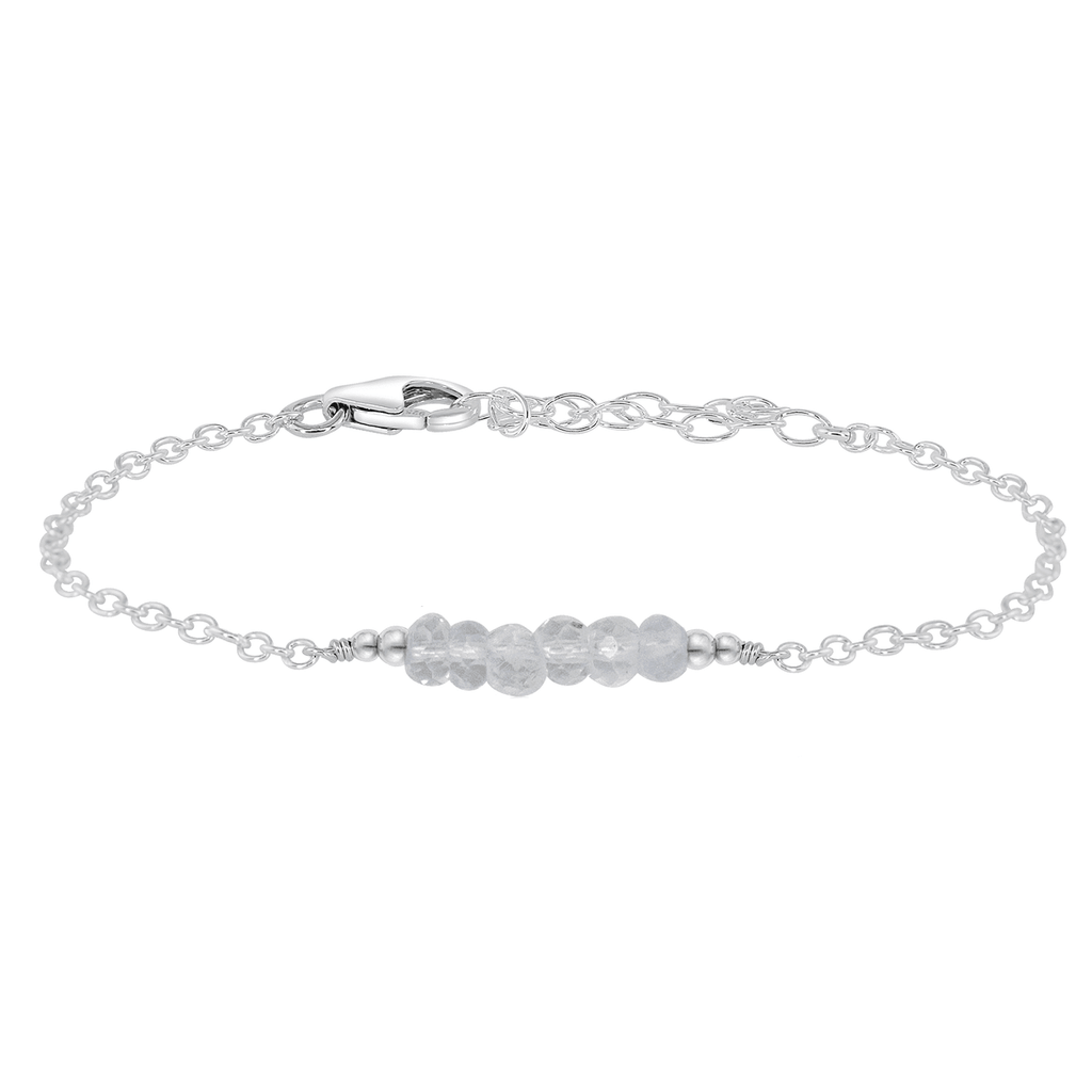Sparkling Crystal Quartz Gemstone Faceted Bead Bar Bracelet - Sparkling Crystal Quartz Gemstone Faceted Bead Bar Bracelet - Sterling Silver - Luna Tide Handmade Crystal Jewellery