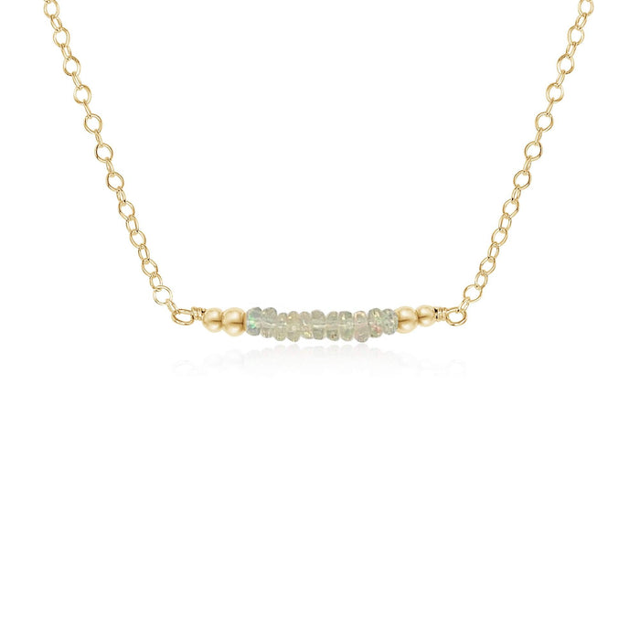Faceted Bead Bar Necklace - Ethiopian Opal - 14K Gold Fill - Luna Tide Handmade Jewellery