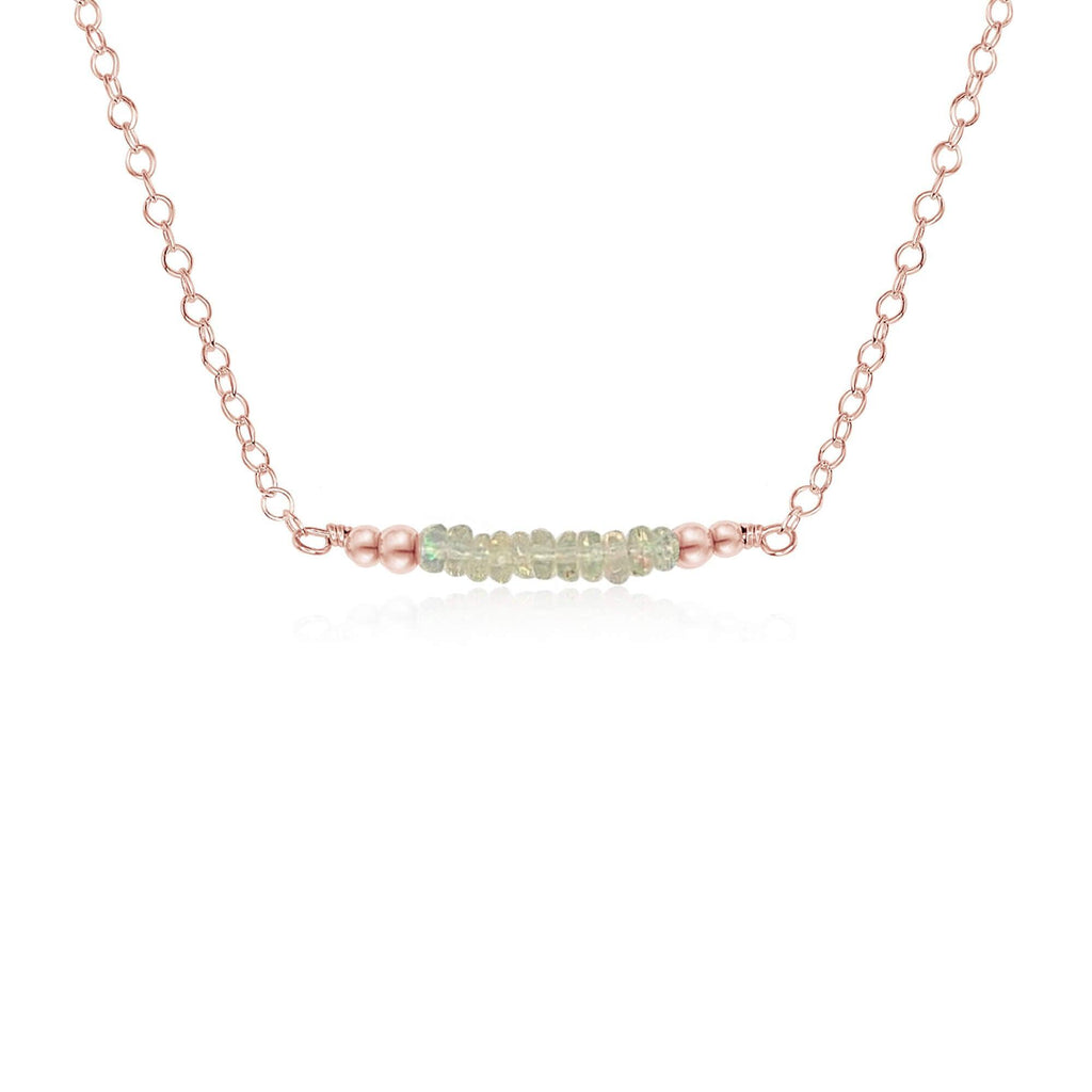 Sparkling Ethiopian Opal Faceted Bead Bar Necklace - Sparkling Ethiopian Opal Faceted Bead Bar Necklace - 14k Rose Gold Fill - Luna Tide Handmade Crystal Jewellery