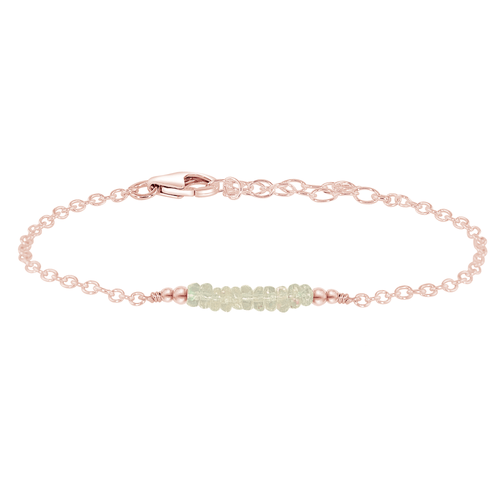 Sparkling Ethiopian Opal Gemstone Faceted Bead Bar Bracelet - Sparkling Ethiopian Opal Gemstone Faceted Bead Bar Bracelet - 14k Rose Gold Fill - Luna Tide Handmade Crystal Jewellery