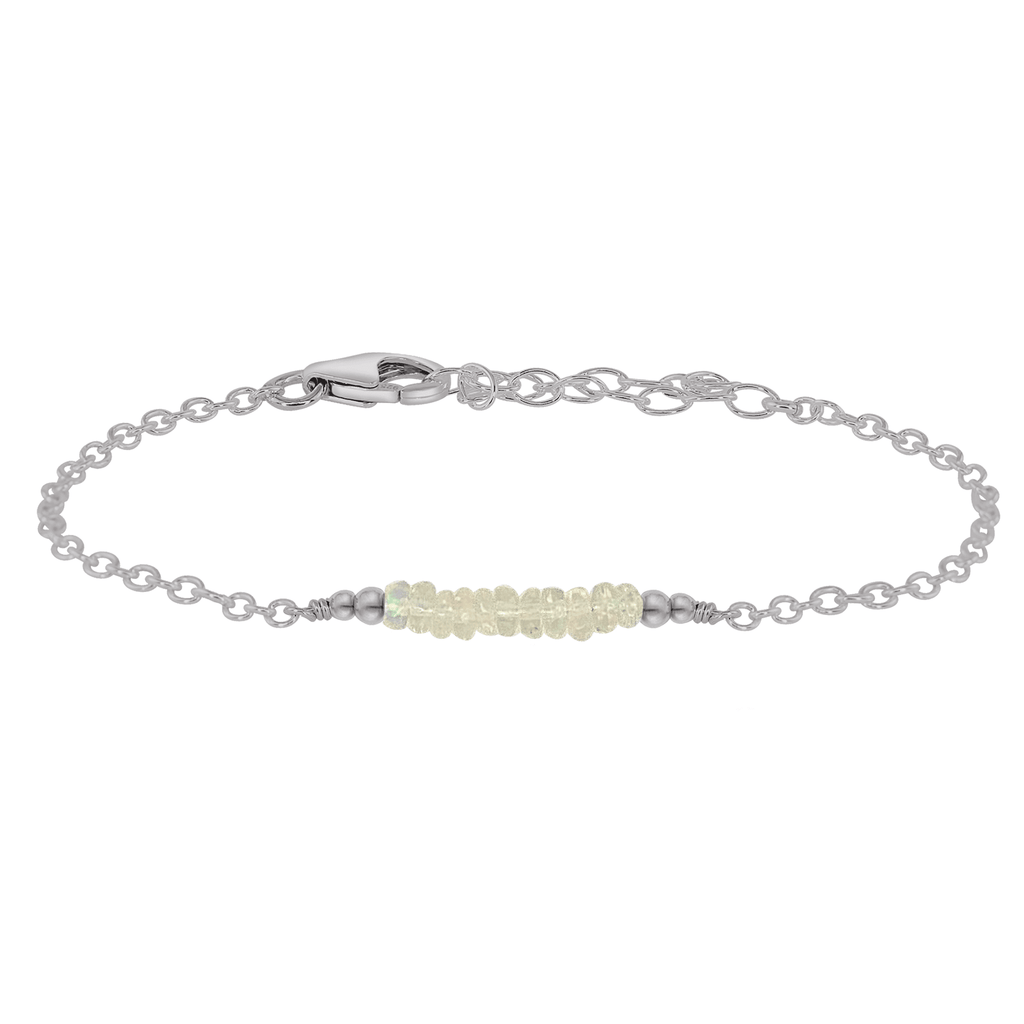 Sparkling Ethiopian Opal Gemstone Faceted Bead Bar Bracelet - Sparkling Ethiopian Opal Gemstone Faceted Bead Bar Bracelet - Stainless Steel - Luna Tide Handmade Crystal Jewellery