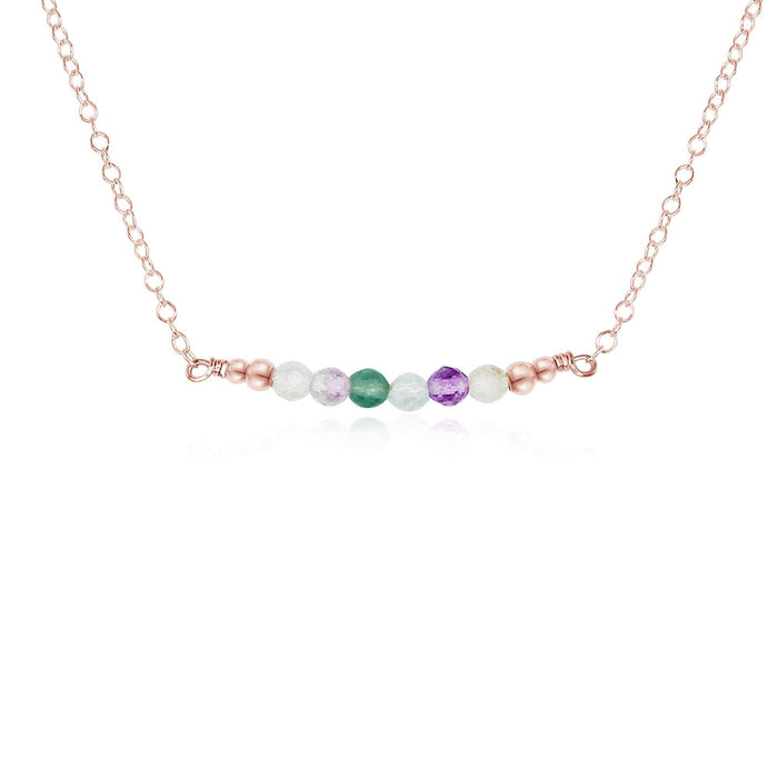 Sparkling Fluorite Faceted Bead Bar Necklace - Sparkling Fluorite Faceted Bead Bar Necklace - 14k Rose Gold Fill - Luna Tide Handmade Crystal Jewellery