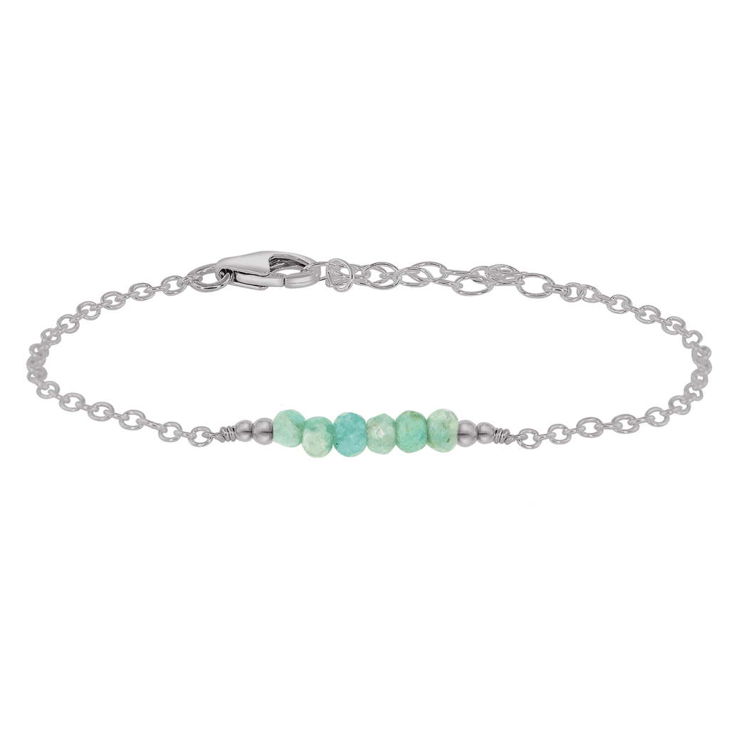 Sparkling Green Amazonite Gemstone Faceted Bead Bar Bracelet - Sparkling Green Amazonite Gemstone Faceted Bead Bar Bracelet - Stainless Steel - Luna Tide Handmade Crystal Jewellery