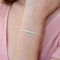 Faceted Bead Bar Bracelet - Amazonite - Sterling Silver - Luna Tide Handmade Jewellery
