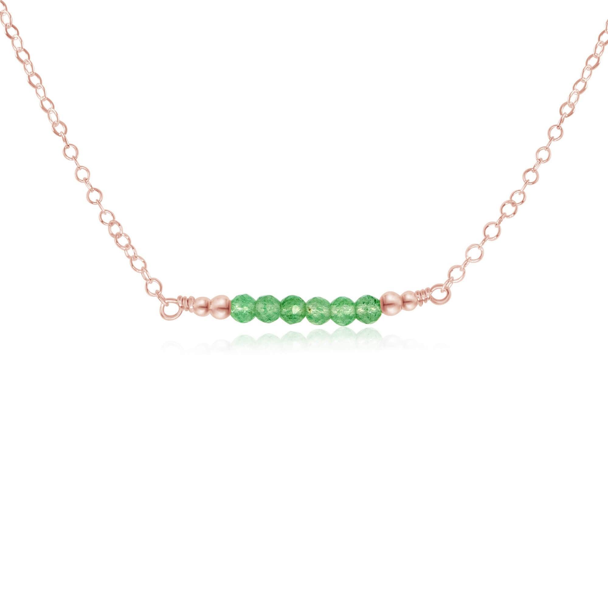 Sparkling Green Aventurine Faceted Bead Bar Necklace - Sparkling Green Aventurine Faceted Bead Bar Necklace - 14k Rose Gold Fill - Luna Tide Handmade Crystal Jewellery
