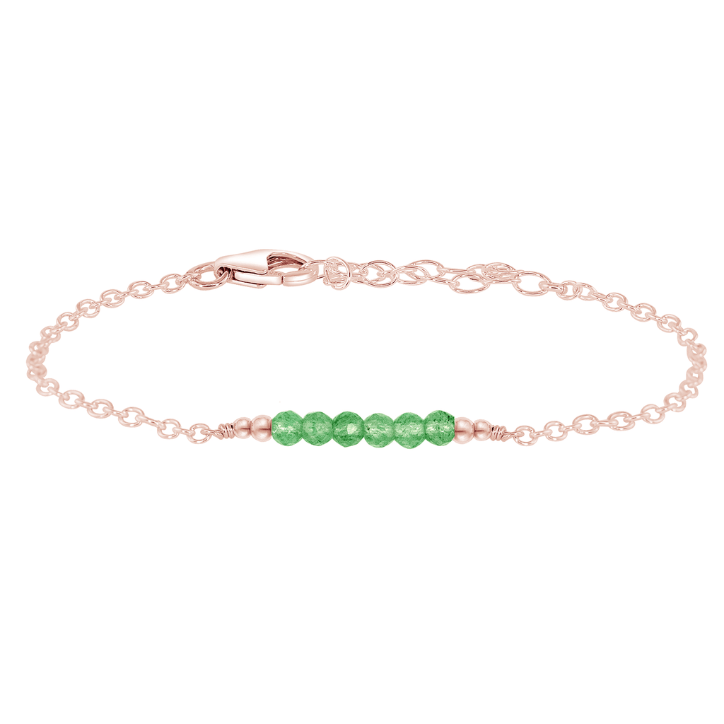Sparkling Green Aventurine Gemstone Faceted Bead Bar Bracelet - Sparkling Green Aventurine Gemstone Faceted Bead Bar Bracelet - 14k Rose Gold Fill - Luna Tide Handmade Crystal Jewellery