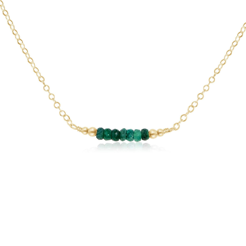 Sparkling Green Emerald Faceted Bead Bar Necklace - Sparkling Green Emerald Faceted Bead Bar Necklace - 14k Gold Fill - Luna Tide Handmade Crystal Jewellery