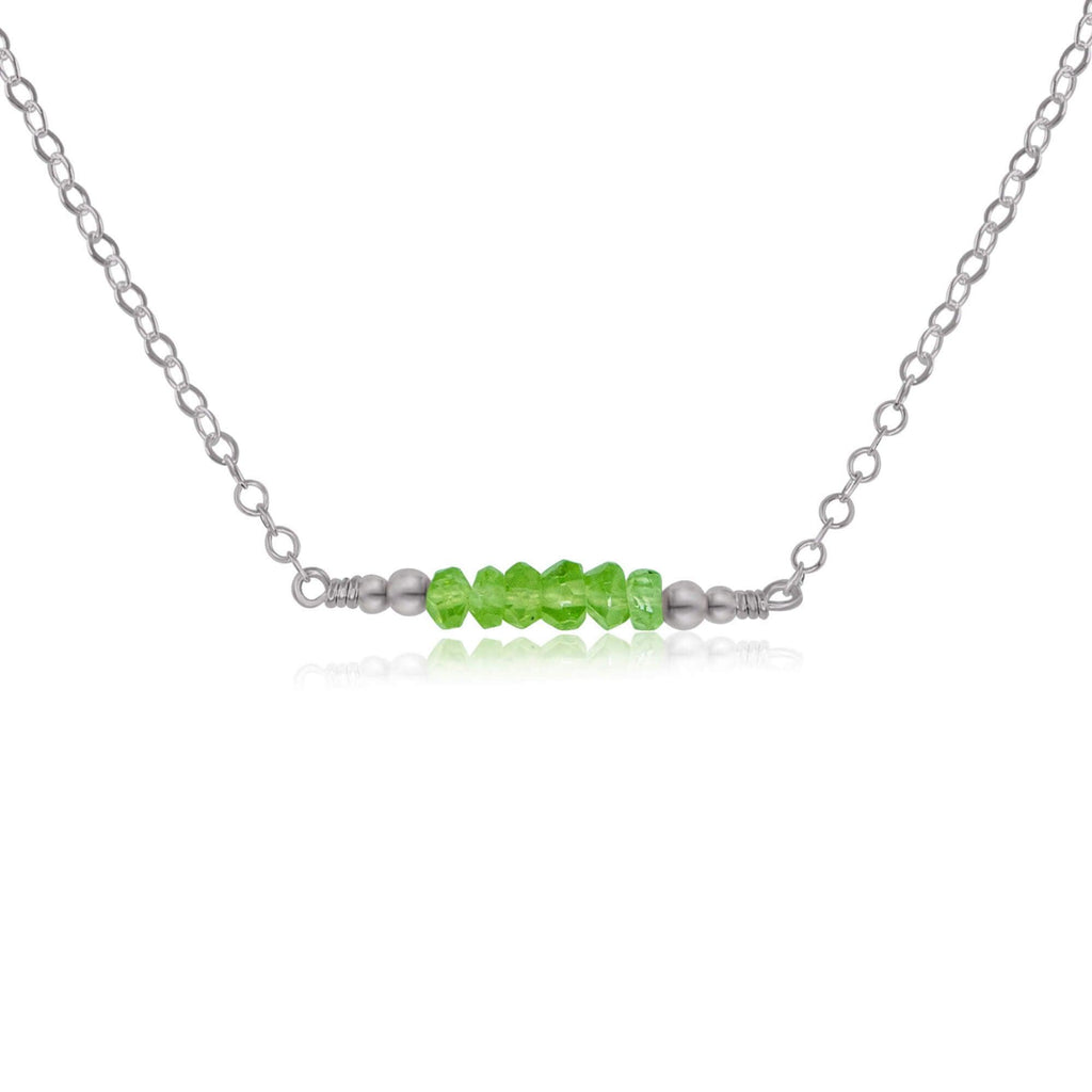 Sparkling Green Peridot Faceted Bead Bar Necklace - Sparkling Green Peridot Faceted Bead Bar Necklace - Stainless Steel - Luna Tide Handmade Crystal Jewellery