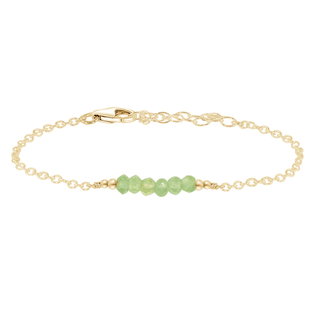 Sparkling Green Prehnite Gemstone Faceted Bead Bar Bracelet - Sparkling Green Prehnite Gemstone Faceted Bead Bar Bracelet - 14k Gold Fill - Luna Tide Handmade Crystal Jewellery