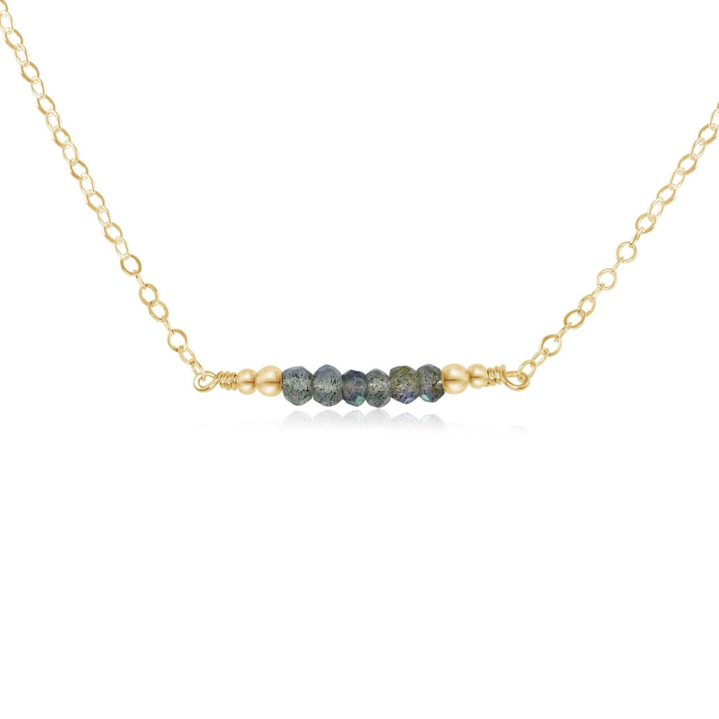 Sparkling Grey Labradorite Faceted Bead Bar Necklace - Sparkling Grey Labradorite Faceted Bead Bar Necklace - 14k Gold Fill - Luna Tide Handmade Crystal Jewellery