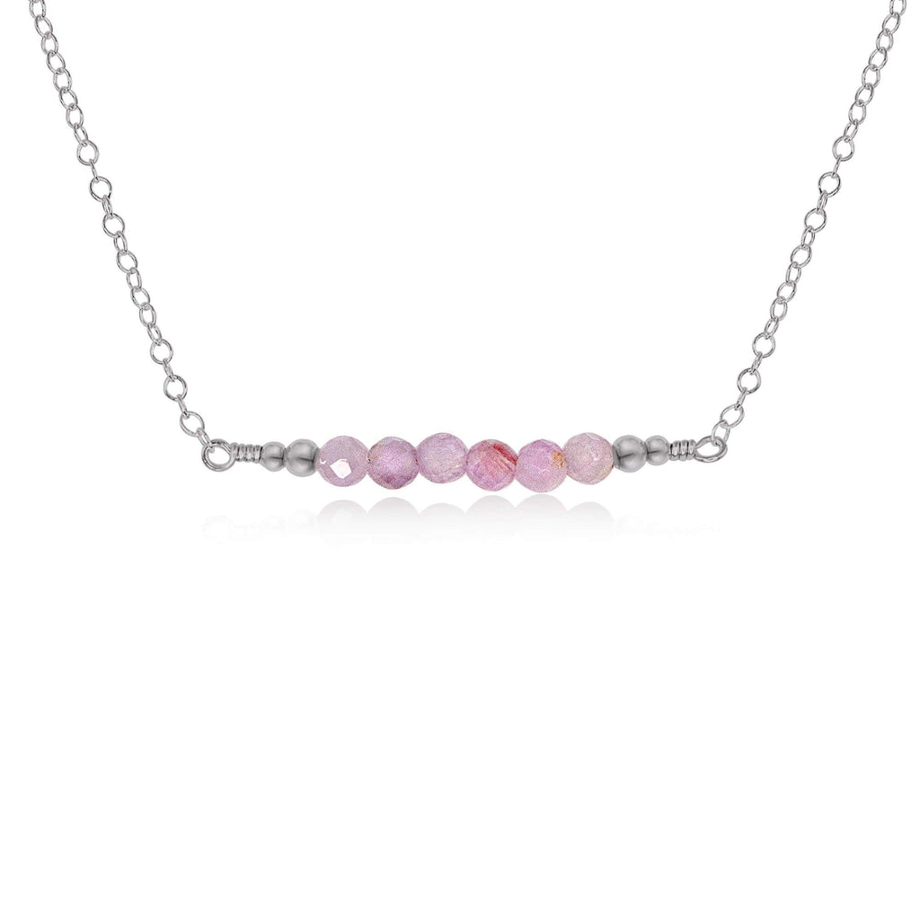 Sparkling Kunzite Faceted Bead Bar Necklace - Sparkling Kunzite Faceted Bead Bar Necklace - Stainless Steel - Luna Tide Handmade Crystal Jewellery