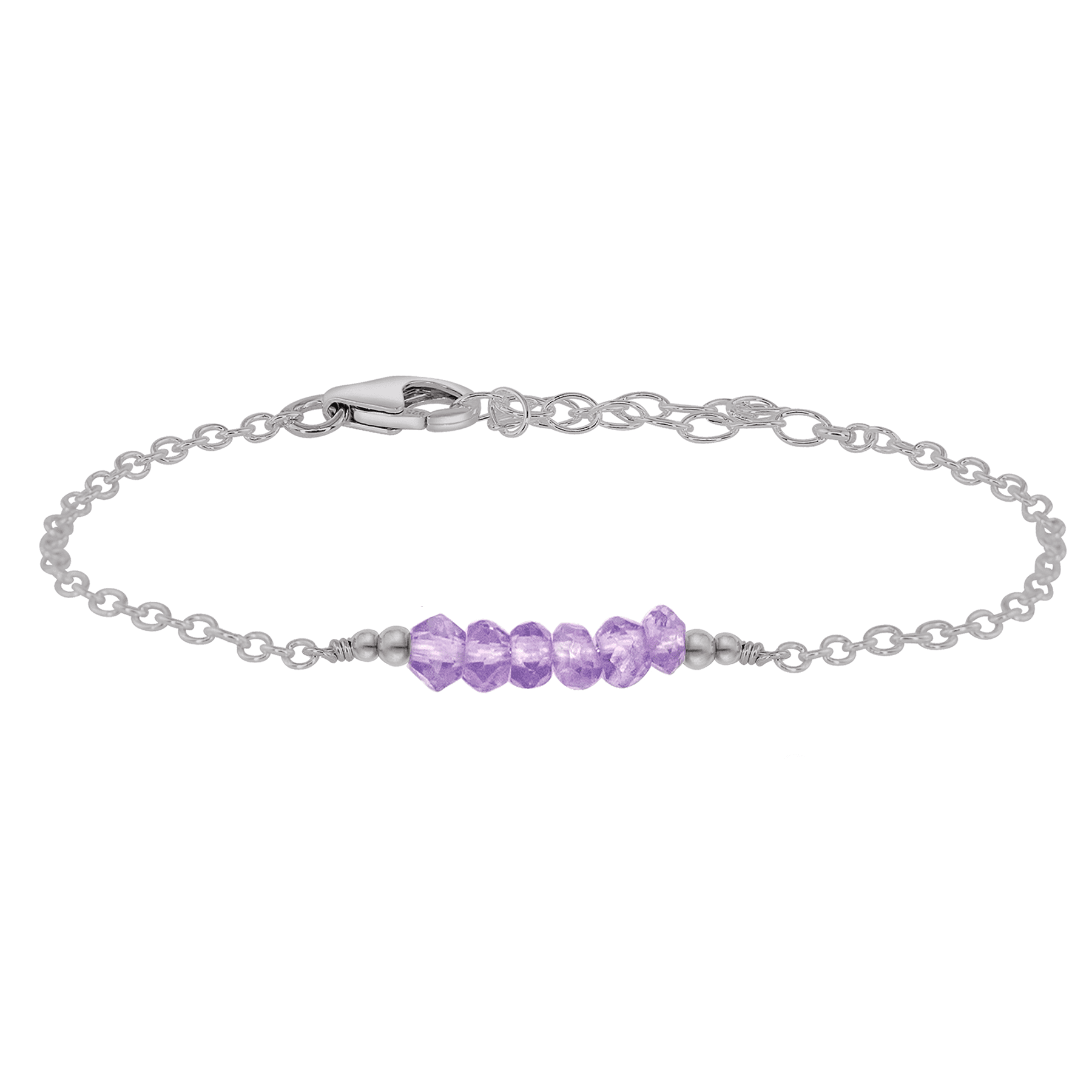 Sparkling Lavender Amethyst Gemstone Faceted Bead Bar Bracelet - Sparkling Lavender Amethyst Gemstone Faceted Bead Bar Bracelet - Stainless Steel - Luna Tide Handmade Crystal Jewellery