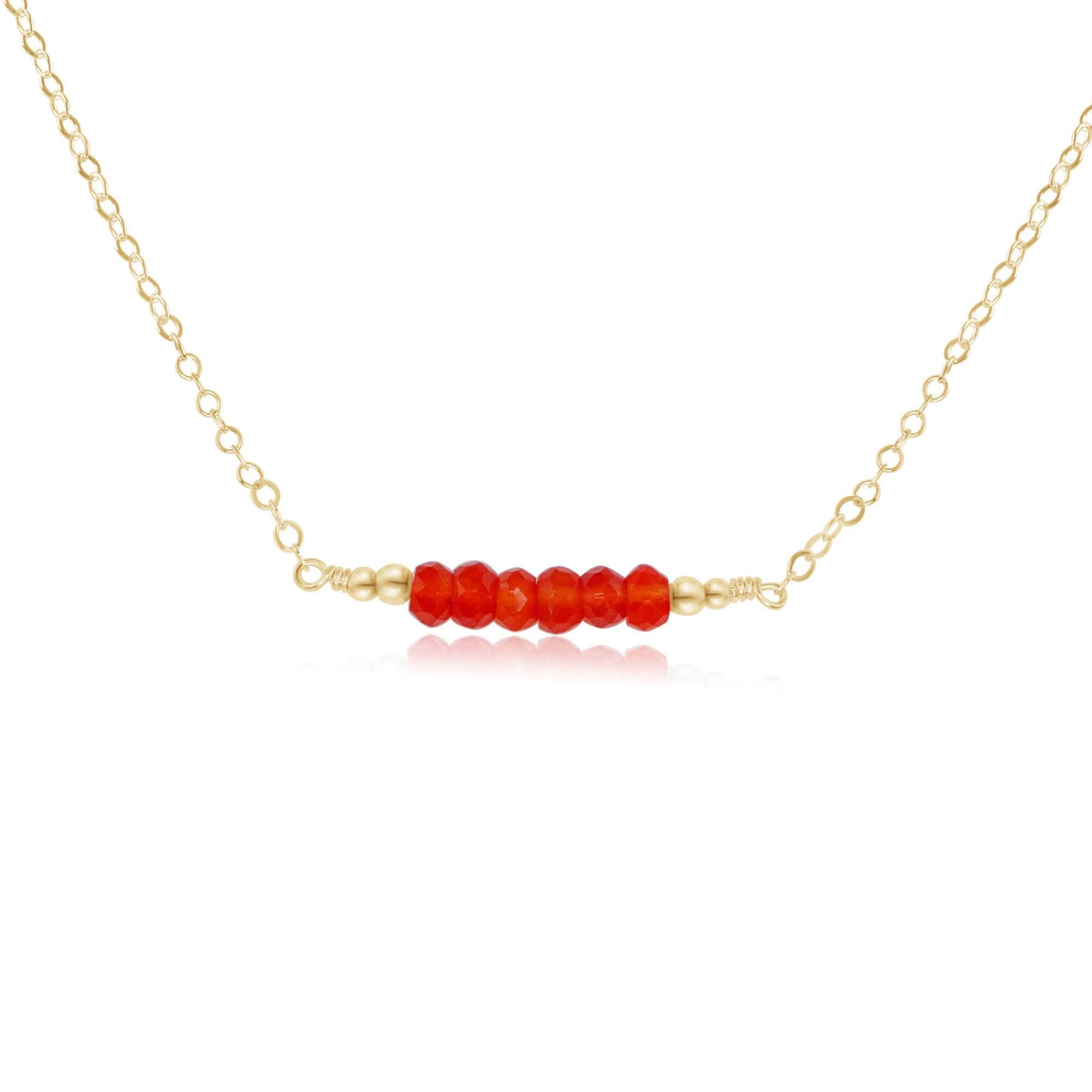 Sparkling Orange Carnelian Faceted Bead Bar Necklace - Sparkling Orange Carnelian Faceted Bead Bar Necklace - 14k Gold Fill - Luna Tide Handmade Crystal Jewellery