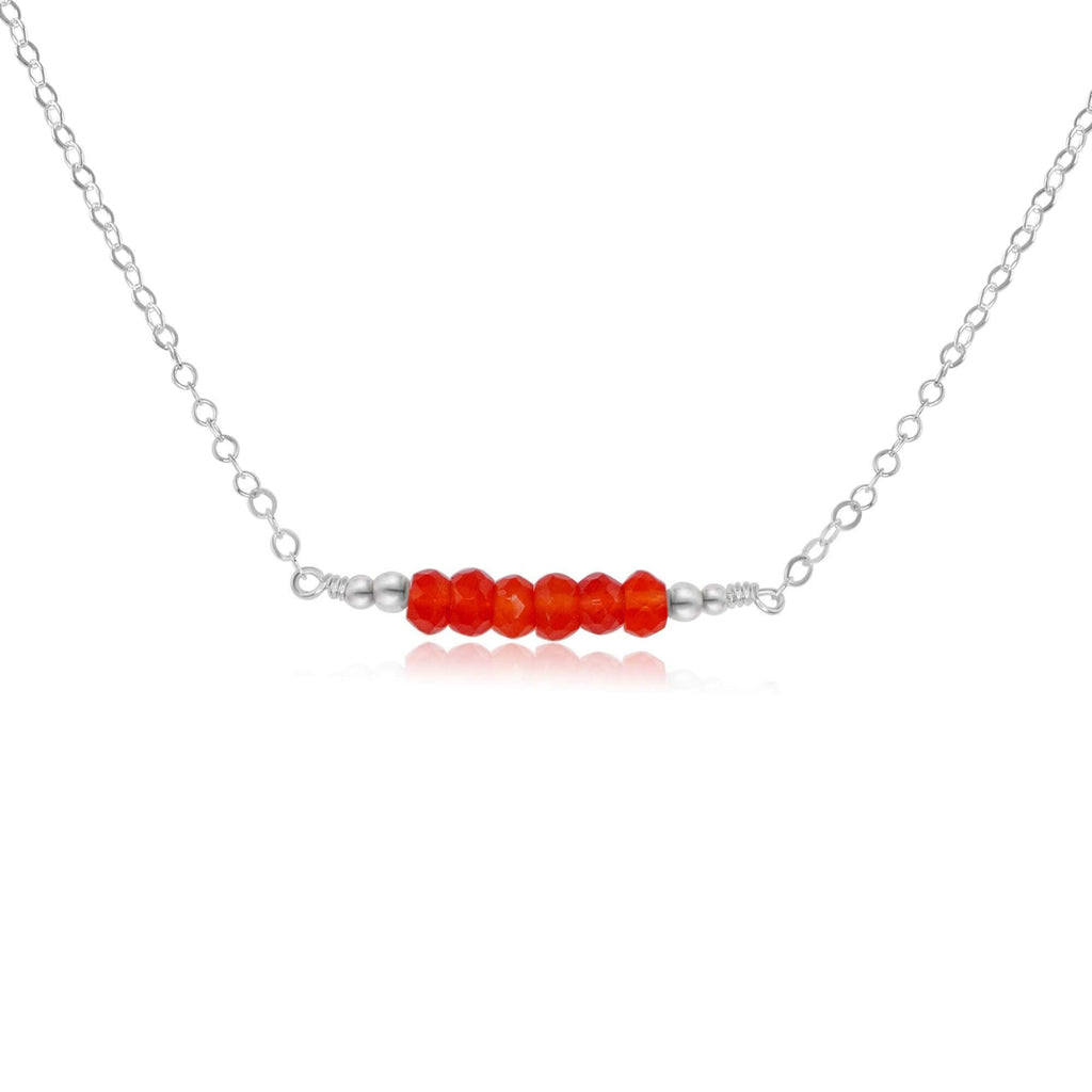 Sparkling Orange Carnelian Faceted Bead Bar Necklace - Sparkling Orange Carnelian Faceted Bead Bar Necklace - Sterling Silver - Luna Tide Handmade Crystal Jewellery