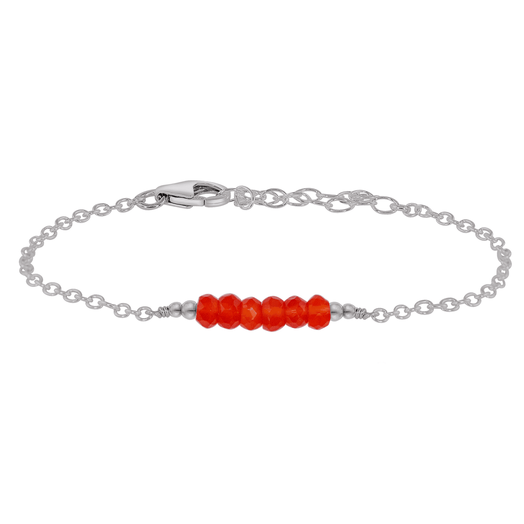 Sparkling Orange Carnelian Gemstone Faceted Bead Bar Bracelet - Sparkling Orange Carnelian Gemstone Faceted Bead Bar Bracelet - Stainless Steel - Luna Tide Handmade Crystal Jewellery