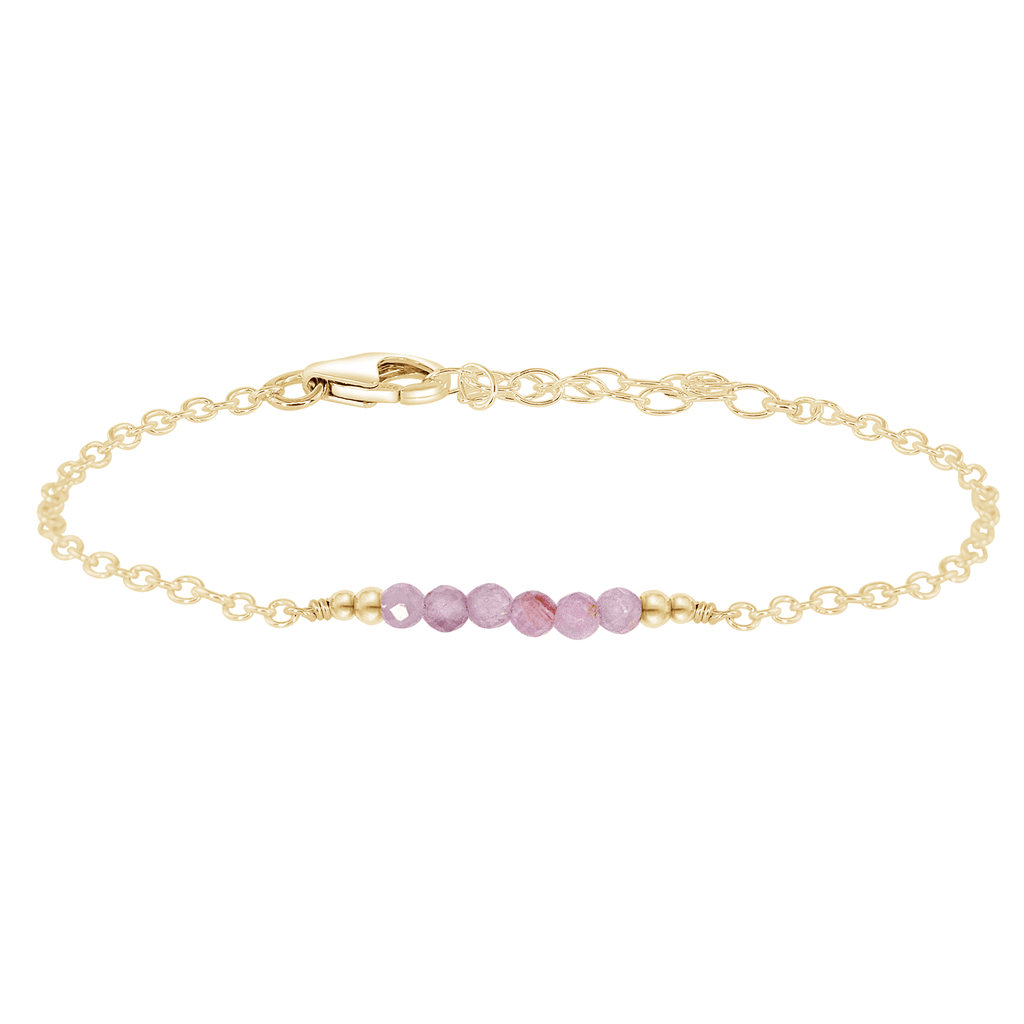 Sparkling Purple Kunzite Gemstone Faceted Bead Bar Bracelet - Sparkling Purple Kunzite Gemstone Faceted Bead Bar Bracelet - 14k Gold Fill - Luna Tide Handmade Crystal Jewellery