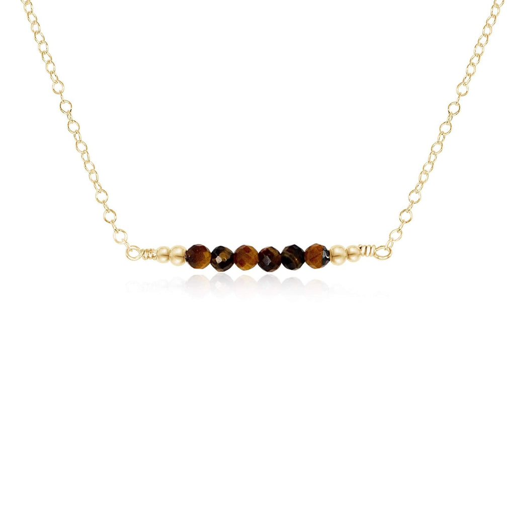 Sparkling Tiger's Eye Faceted Bead Bar Necklace - Sparkling Tiger's Eye Faceted Bead Bar Necklace - 14k Gold Fill - Luna Tide Handmade Crystal Jewellery