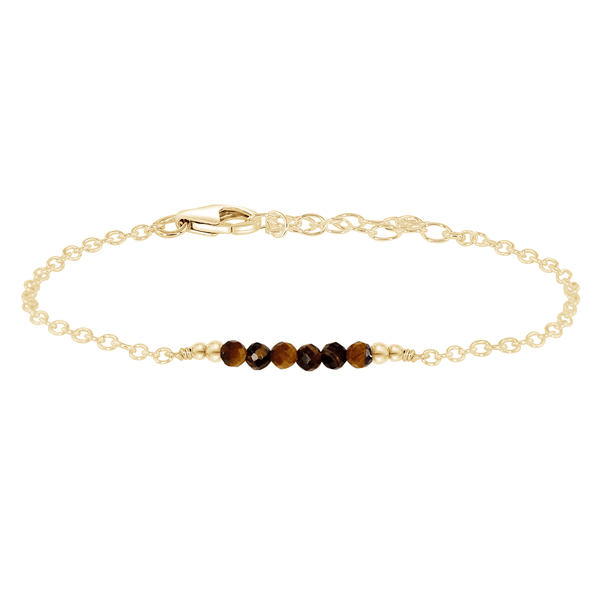 Sparkling Tiger's Eye Gemstone Faceted Bead Bar Bracelet - Sparkling Tiger's Eye Gemstone Faceted Bead Bar Bracelet - 14k Gold Fill - Luna Tide Handmade Crystal Jewellery