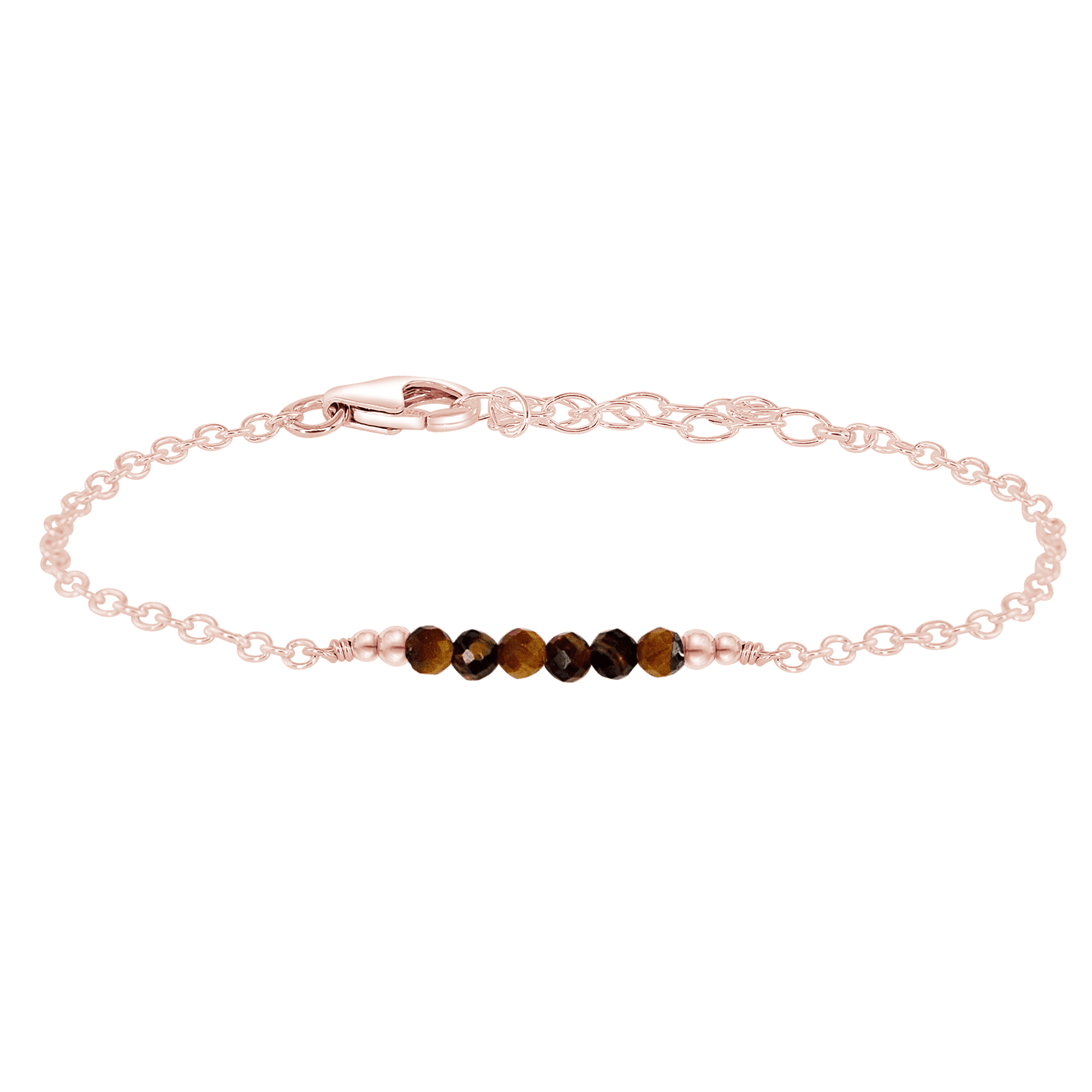 Sparkling Tiger's Eye Gemstone Faceted Bead Bar Bracelet - Sparkling Tiger's Eye Gemstone Faceted Bead Bar Bracelet - 14k Rose Gold Fill - Luna Tide Handmade Crystal Jewellery