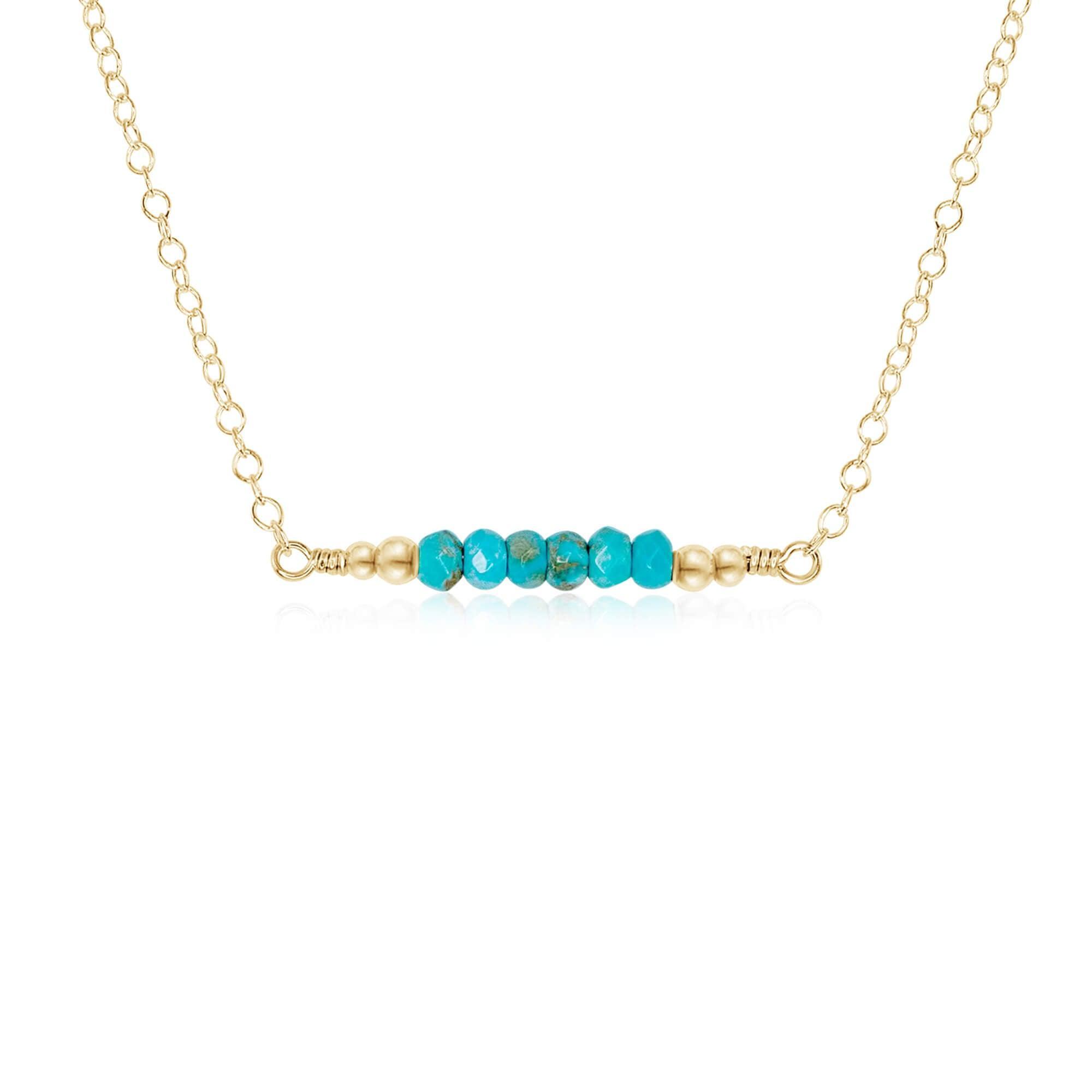 Sparkling Turquoise Faceted Bead Bar Necklace - Sparkling Turquoise Faceted Bead Bar Necklace - 14k Gold Fill - Luna Tide Handmade Crystal Jewellery