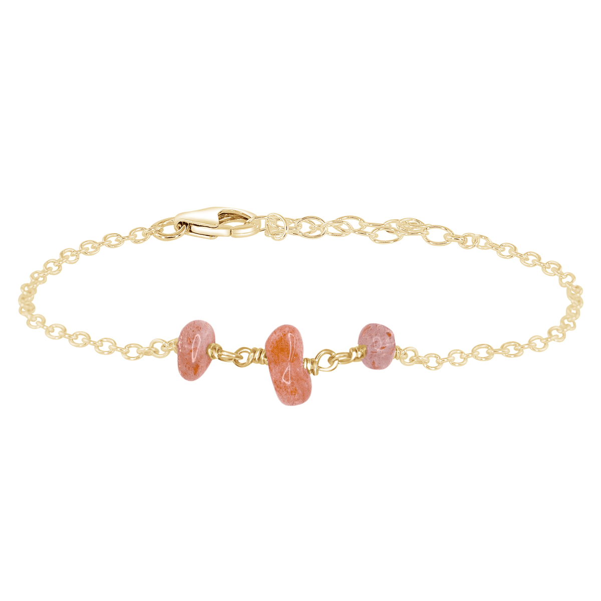 Beaded Chain Bracelet - Sunstone - 14K Gold Fill - Luna Tide Handmade Jewellery