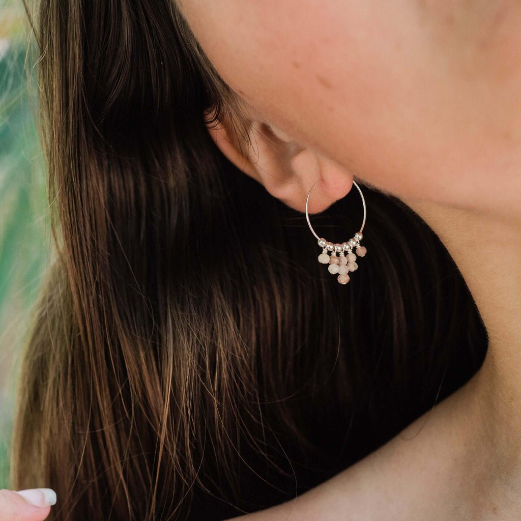Sunstone Statement Hoop Earrings - Sunstone Statement Hoop Earrings - 14k Gold Fill - Luna Tide Handmade Crystal Jewellery