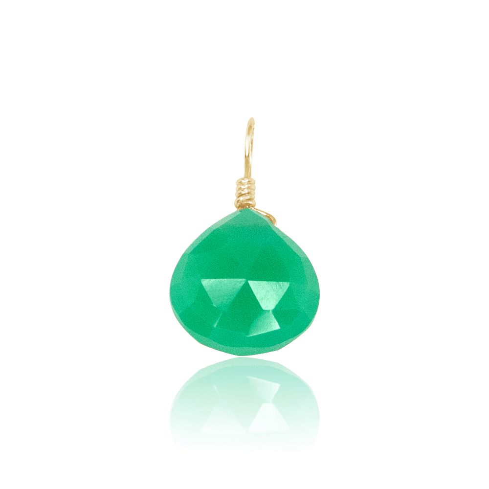 Tiny Chrysoprase Teardrop Gemstone Pendant - Tiny Chrysoprase Teardrop Gemstone Pendant - 14k Gold Fill - Luna Tide Handmade Crystal Jewellery