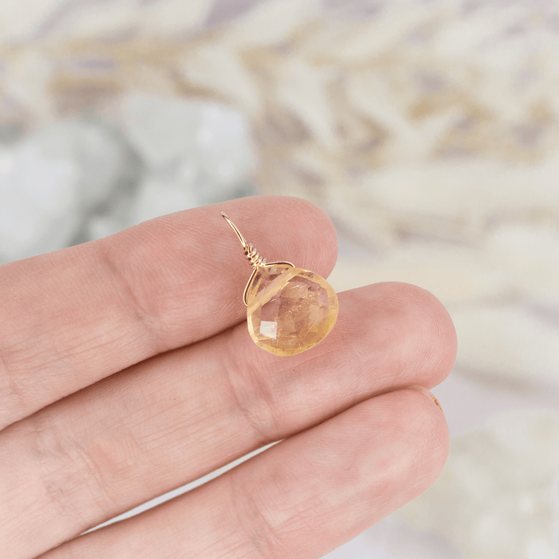 Tiny Citrine Teardrop Gemstone Pendant - Tiny Citrine Teardrop Gemstone Pendant - 14k Gold Fill - Luna Tide Handmade Crystal Jewellery