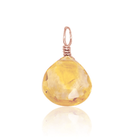 Tiny Citrine Teardrop Gemstone Pendant - Tiny Citrine Teardrop Gemstone Pendant - 14k Rose Gold Fill - Luna Tide Handmade Crystal Jewellery