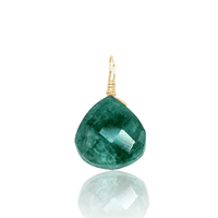 Tiny Emerald Teardrop Gemstone Pendant - Tiny Emerald Teardrop Gemstone Pendant - 14k Gold Fill - Luna Tide Handmade Crystal Jewellery