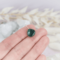 Tiny Emerald Teardrop Gemstone Pendant - Tiny Emerald Teardrop Gemstone Pendant - Sterling Silver - Luna Tide Handmade Crystal Jewellery