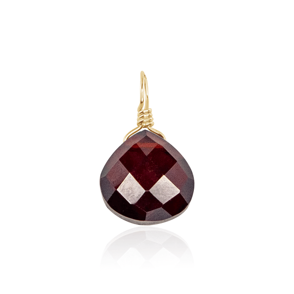 Tiny Garnet Teardrop Gemstone Pendant - Tiny Garnet Teardrop Gemstone Pendant - 14k Gold Fill - Luna Tide Handmade Crystal Jewellery