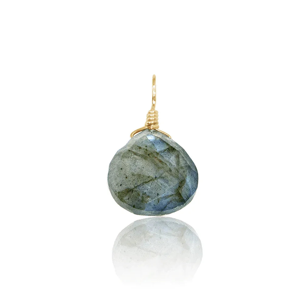 Tiny Labradorite Teardrop Gemstone Pendant - Tiny Labradorite Teardrop Gemstone Pendant - 14k Gold Fill - Luna Tide Handmade Crystal Jewellery